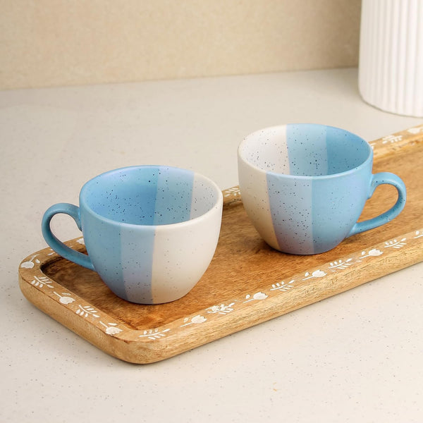 TT Blue Ceramic Cup Set of 2, 250ML - The Earth Store - Cup Sets